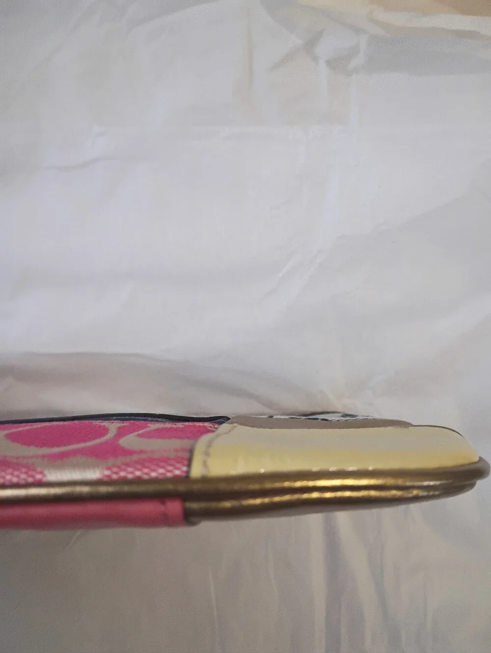 Coach Patchwork Wristlet in Pink, Blue, Gold, Cream